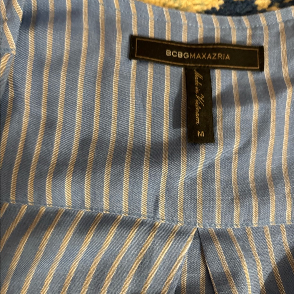 BCBGMaxAzria Blue and White Button Down Shirt